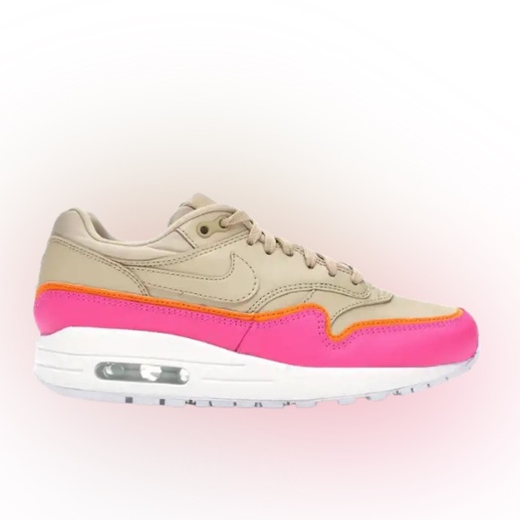 The Nike Air Max 1 Liner Tan 881101-202 Tan/Pink-orange W’s sz 8. Worn. No box. - Picture 4 of 7